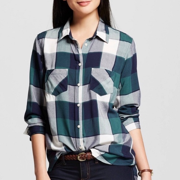 Merona Tops - 🎄2/$25 | Merona Green Plaid Shirt